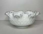 Fenton Silvercrest Spanish Lace Ruffled Edge White Fruit Serving Bowl 9 quot Decor
