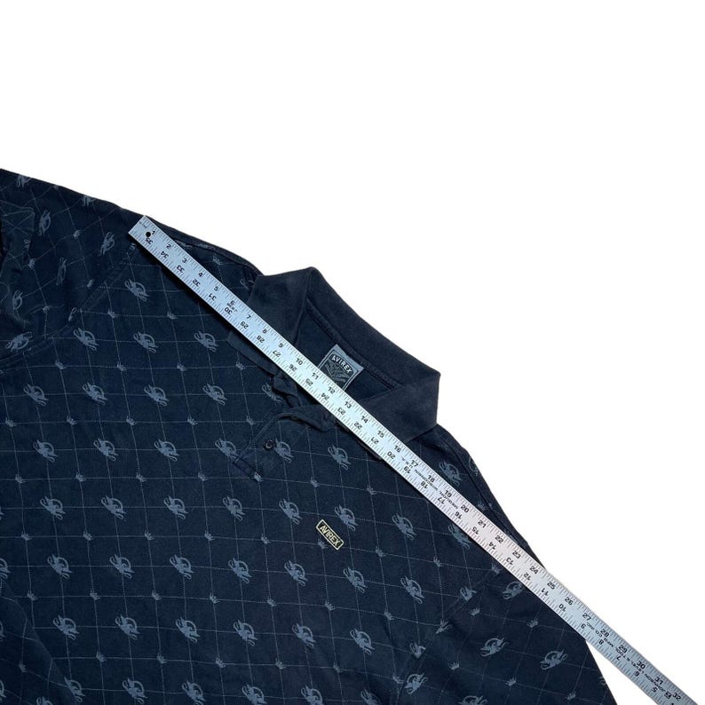 Camisa polo vintage Avirex con estampado integral, talla XL para hombre, manga corta y cuello. imagen 9