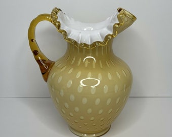 Fenton amber white swirl small pitcher #336