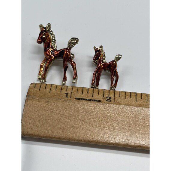 Vintage Horses Horse Pony Brooch Pins Pin Pair Go… - image 5