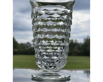 Indiana Glass Whitehall Cubist Clear Footed Tumbler Iced Tea Glass 10oz