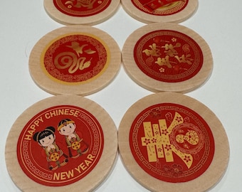 Lunar New Year Wooden Matching Game: Montessori Sensory Bin Toy