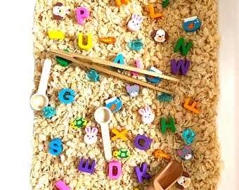 Alphabets and Animals Rainbow Sensory Bin