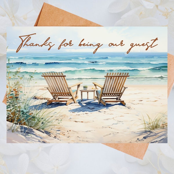 Thank You Card Beach Seashore, Thanks for being our guest card, vacation rental, b&b thank you, guest gifts, EGP-BCH-1000