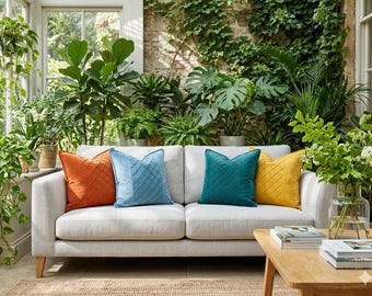 Geplooide Fluwelen Kussenhoes Paar Getextureerde Fluwelen Sierkussenslopen voor Bank Decoratieve Geribbelde Accent Kussens Zachte Bekledingsstof