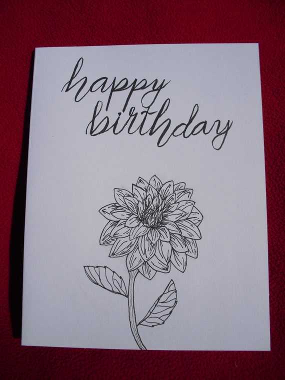 Happy Birthday Hand Drawn Card Etsy