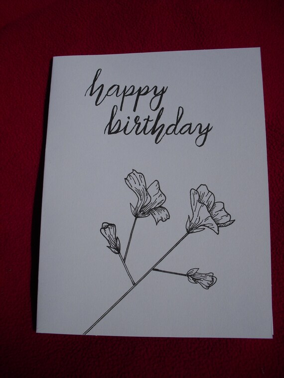 Happy Birthday Line Drawing Card Etsy