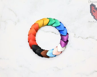 Progress Pride Dragon Scale Stretch Bracelet - Premium Anodized Aluminum