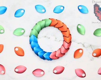 Panromantic Pride Dragon Scale Stretch Bracelet - Premium Anodized Aluminum