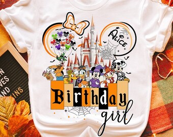 Custom Name Disney Birthday Halloween Crew Squad Boy Girl Shirts. Personalized Trick Or Treat, Spooky Vibes, Masquerade Shirts. DT279