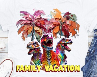 Family Dinosaurs Matching Shirts, Family Palm Trees Custom Shirts, Family Vacation Matching Personalized Shirts, Family Vacation Trip. DS06