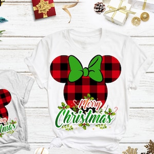 Disney Mickey Minnie Plaid Christmas Custom Family Shirts, Disney Matching Family Christmas Shirts, Disney Christmas Matching Pajama. DT59