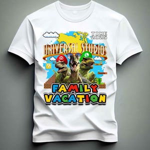 T-rex with Dinosaurs and Brothers Friends Custom Universal Family Vacation Shirt, Universal Dinosaurs Personalized Matching Shirts. DT256
