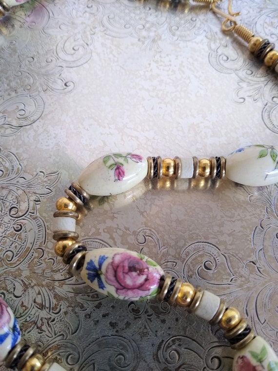 Vintage Hand Painted Porclain,  Ceramic and Brass… - image 2