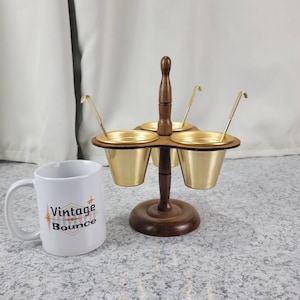 Vintage 1940&#39;s Condiment Caddy - Gold and Walnut Condiment Caddy - Made in Taiwan Republic of China - Bar Caddy