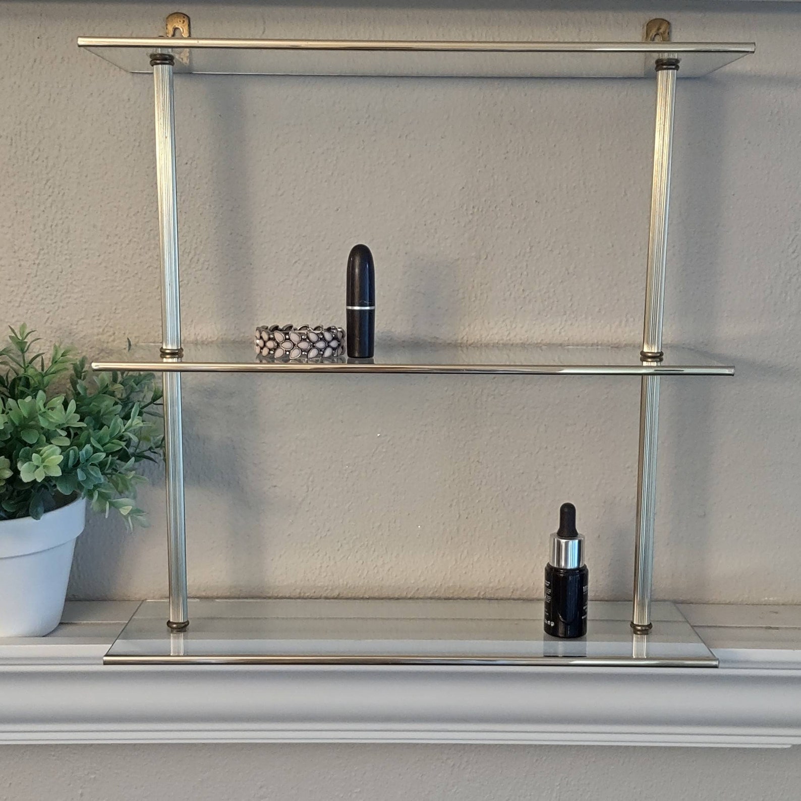 Vintage 3Tier Glass Shelf Vanity Bathroom Office Etsy