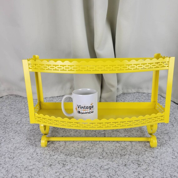 Vintage Yellow Wall Shelf With Hand Towel Bar Etsy