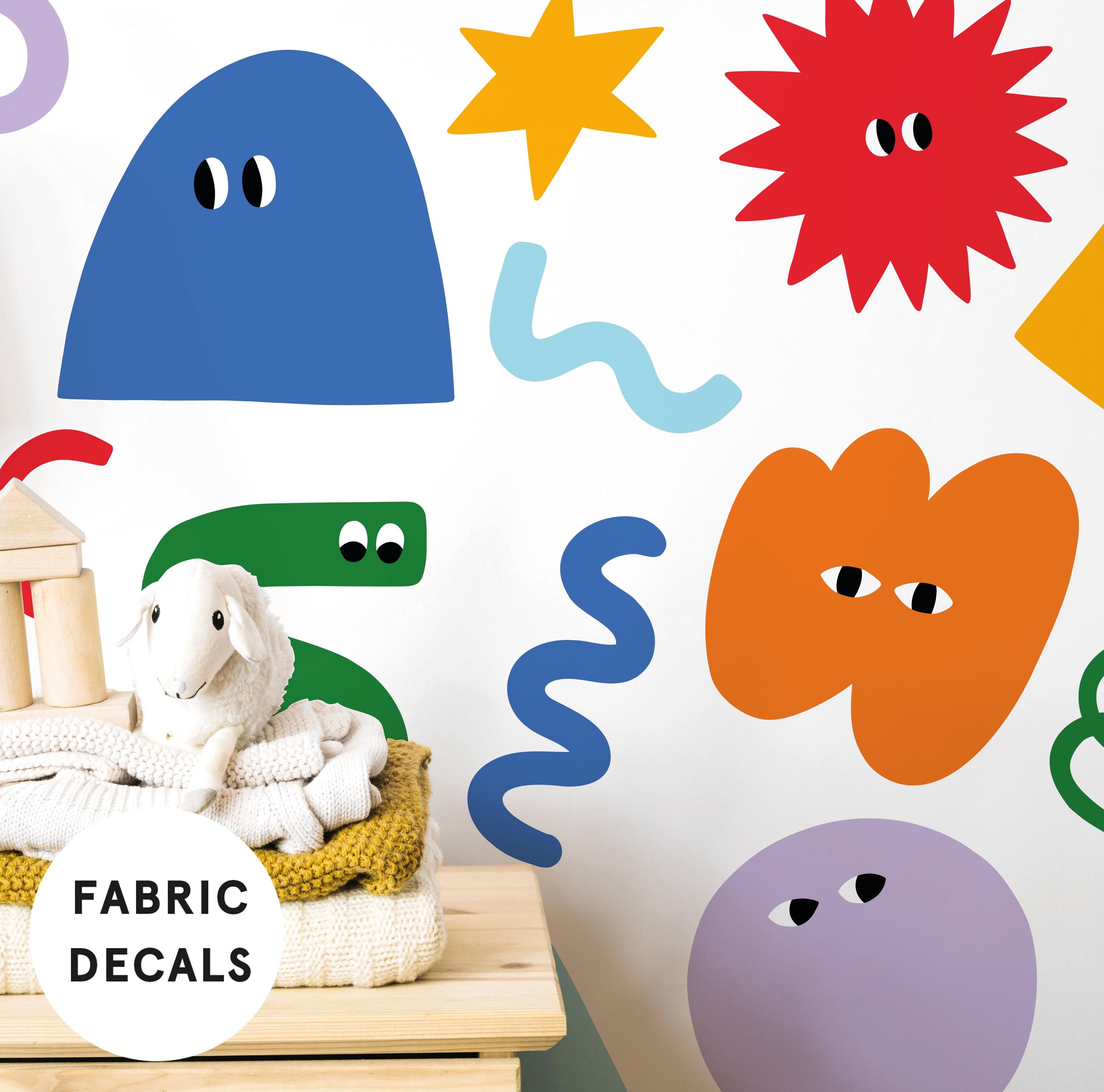 Colorful Doodle Fabric Wall Stickers: Removable Kids Room Decor