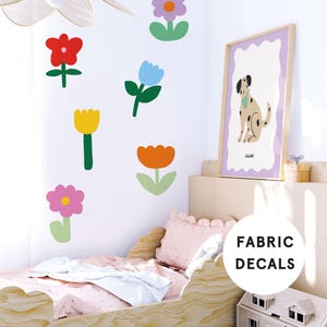 Fabric Flower Wall Decals: Kids Playroom, Nursery Decor