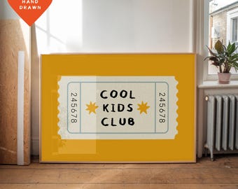 Ticket Stub: Cool Kids Club Art Print • Colourful Nursery Decor • Digital Download