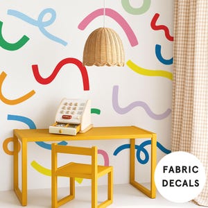 15 Huge Colourful Doodle Fabric Wall Stickers – Removable Abstract Shapes for Kids Bedroom, Nursery or Playroom – Easy Peel Kids Wall Decor