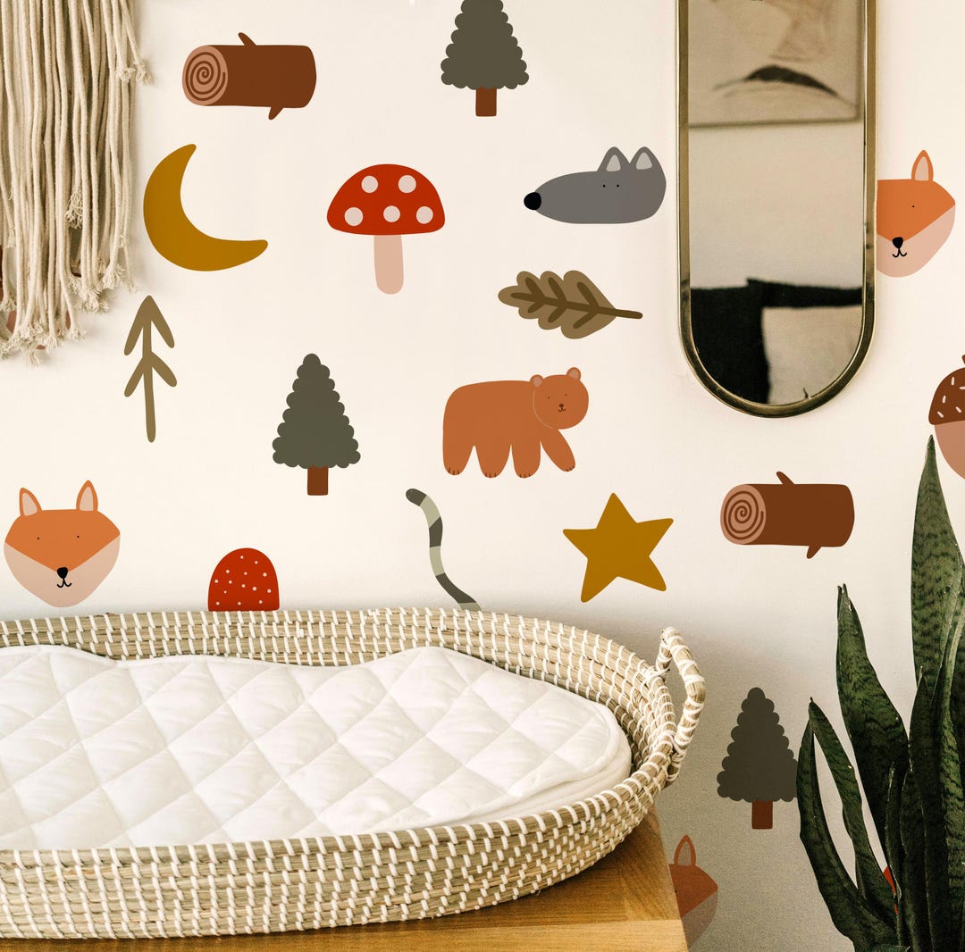 Woodland Fabric Wall Decals: Forest Animals, Nature Nursery Decor - Etsy