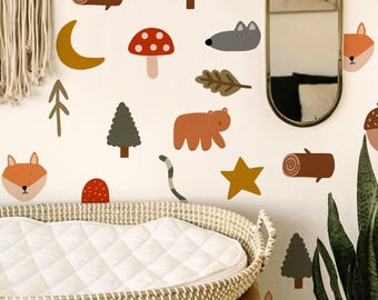 Waldtiere als Wandbild: Waldtiere, Natur, Kinderzimmerdeko