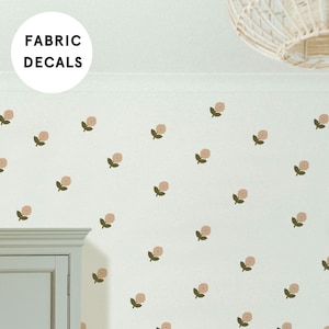 Dusty Pink Flower Wall Decals: Vintage Nursery Decor, Removable Fabric Stickers