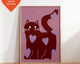 Whimsical Cat Print, Nursery Playroom Decor (Digital Download)