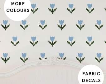 Taubenblaue Tulpen Wandsticker: Vintage Deko fürs Kinderzimmer