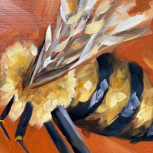 Autumn (original bee oil painting on 8x8” hexagon wood shops panel)