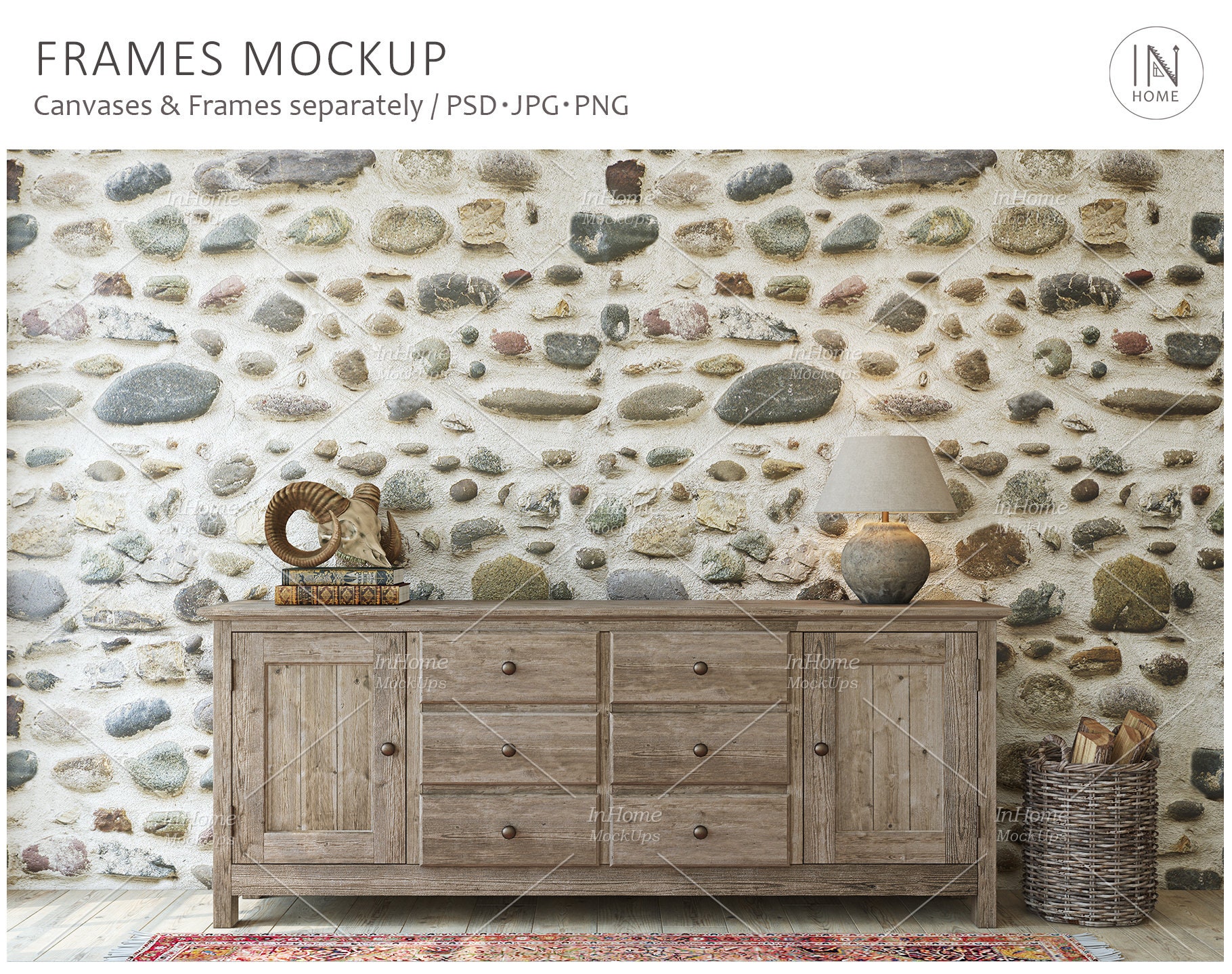 Ranch Hallway rustic interior mockup frame mockup canvas