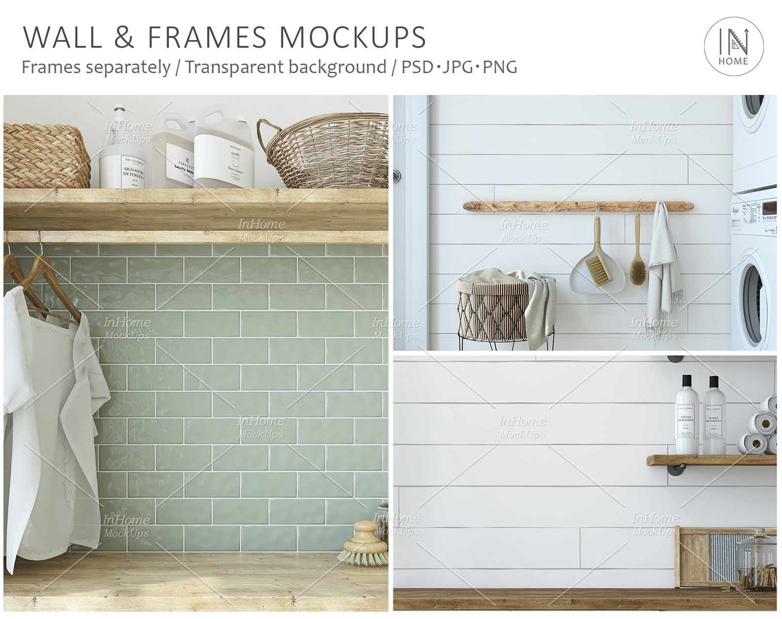 Laundry room interior mockup frame mockup wall mockup | Etsy
