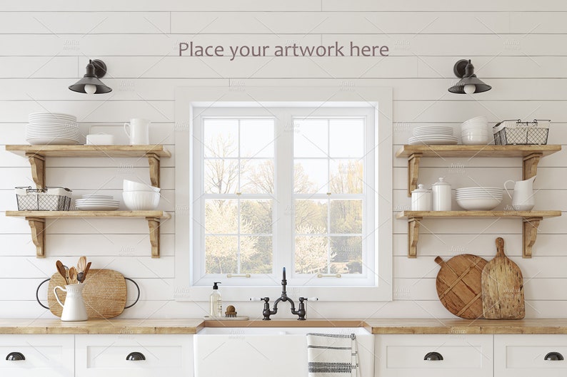 Download Interior mockup modern farmhouse kitchen kitchen mockup | Etsy