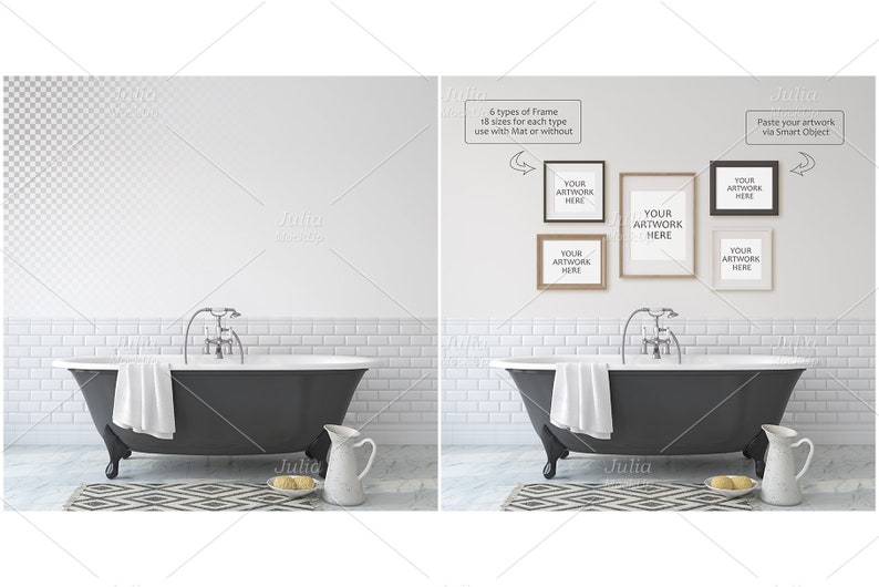 Bathroom Mockup Bathroom Interior Frame Mockup Wall Mockup Etsy