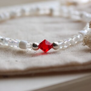 Garnet Birthstone Seed Beaded Crystal Bracelet | Garnet Jewelry | January Garnet Birthstone Bracelet | Garnet Jewelry Gift For Her