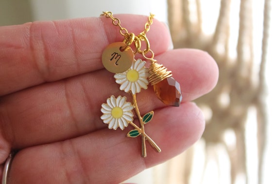 Gemstone Daisy Chain Necklace Sterling Silver Gold – Hey