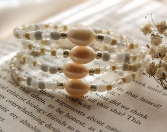 Braccialetto di perle d'acqua dolce con perline di semi fatti a mano / Gioielli di perle / Braccialetto di perle d'acqua dolce / Braccialetto di perle semplice / Gioielli da damigella d'onore