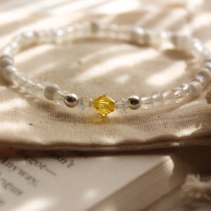 Topaz Birthstone Seed Beaded Crystal Bracelet | Topaz Jewelry | November Topaz Birthstone Bracelet | Topaz Jewelry Gift For Her | Topaz Gift