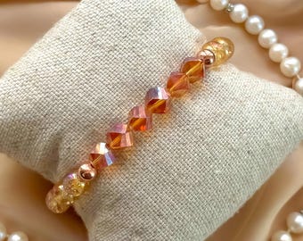 Women's Handmade Fall Beaded Glass Bracelet | Autumn Beaded Bracelet | Fall Jewelry Gift | Autumn Jewelry | Fall Accessories | Fall Bracelet