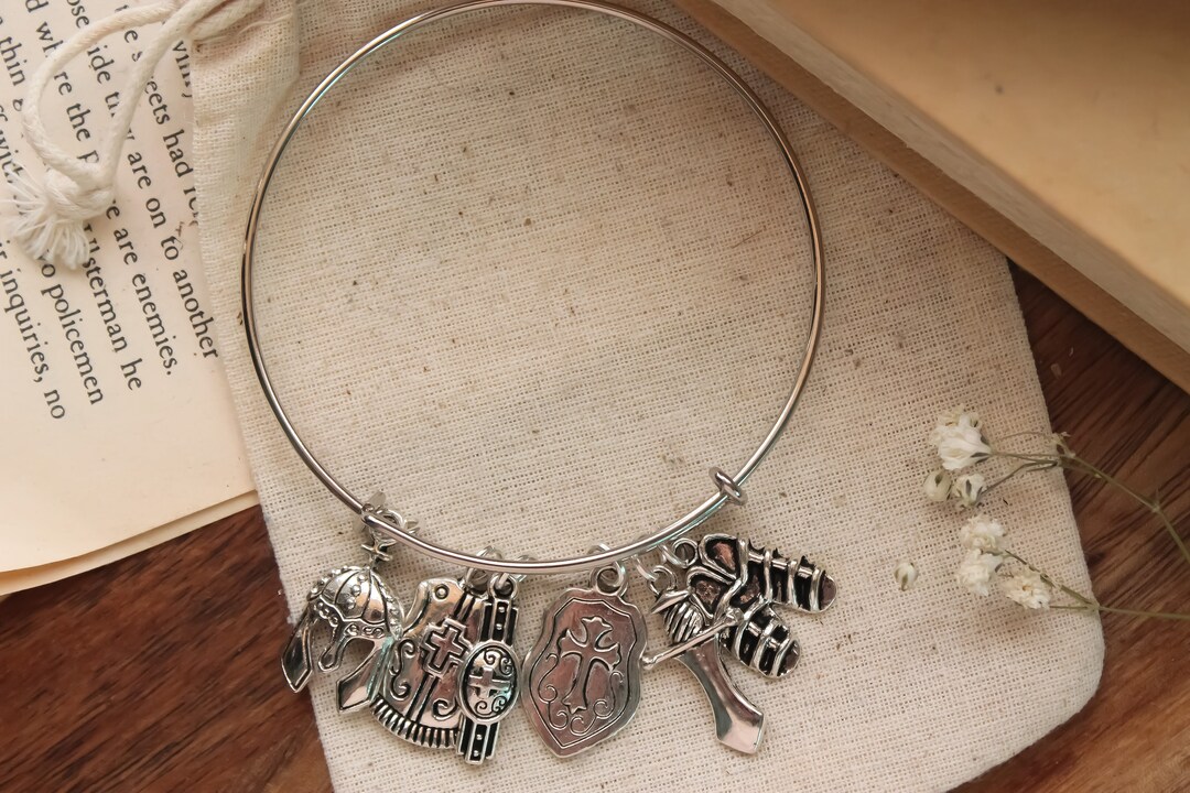 Christian Armor of God Charm Bangle Bracelet Christian Armor of God