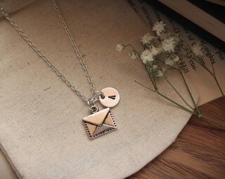 Collana Vintage Con Ciondolo A Forma Di Busta E Scritta D'Amore - Metallo Dorato - Gioiello Per Coppie E Fidanzate