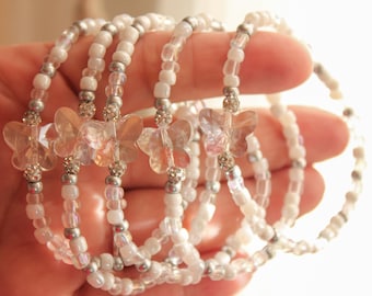Handmade Glass Seed Beaded Butterfly Bracelet | Butterfly Bracelet | Stackable Glass Butterfly Bracelet | Butterfly Jewelry Gift For Her