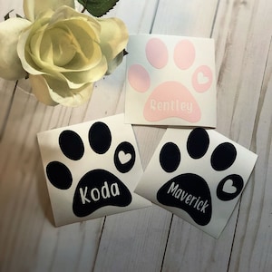 Pet Name Decal | Paw Decal | Paw Print Sticker | Dog Mom Decal | Car Decal