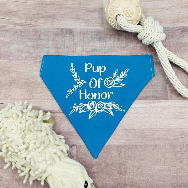 Pup Of Honor Dog Bandana, Wedding Dog Bandana, Over the Collar Dog Bandana, Slip On Dog Bandana, Dog Bandana, Wedding Dog Bandana