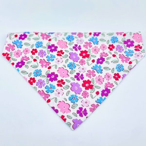 Floral Dog Bandana, Girl Dog Bandana, Personalized Dog Bandana, Over the Collar Dog Bandana, Slip On Bandana