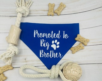 Promoted To Big Brother Dog Bandana, Pregnancy Announcement Dog Bandana, Big Brother Dog bandana, Slip On Dog Bandana, Over The Collar