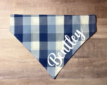 Personalized Dog Bandana, Custom Bandana, Dog Bandana, Plaid Bandana, Over The Collar Bandana