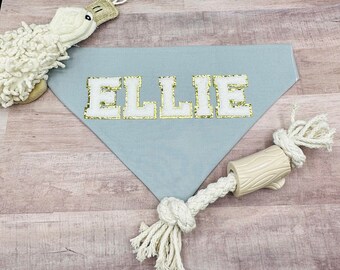 Chenille Letter Dog Bandana, Over the Collar, Personalized