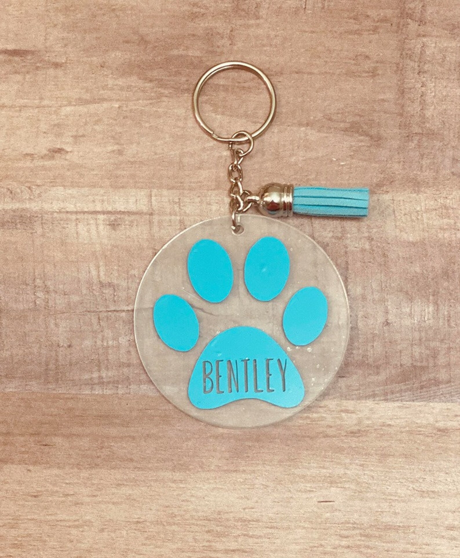 Paw Print Keychain With Tassel Custom Keychain Personalized Etsy